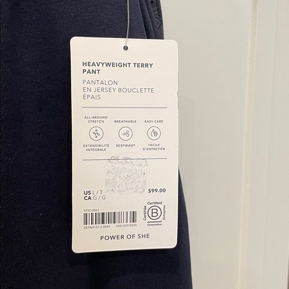 NWT. Size women’s Athleta Large Tall (LT) Navy Heavy fleece sweatpants. - Picture 3 of 5